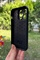 Dış Çekim Arka Yüz İPhone 14 Pro Kamera Korumalı Siyah Deri Tasarımlı Silikon Kılıf