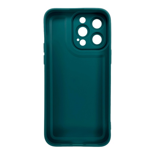 Arka Yüz İPhone 14 Pro Max Kamera Korumalı Deri Desenli Yeşil Silikon Kılıf