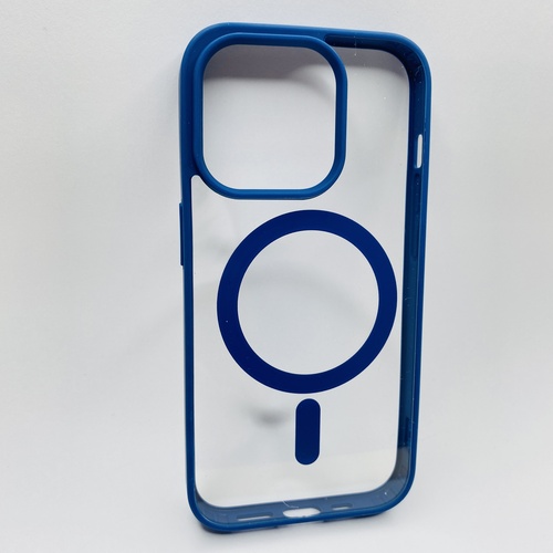 Ön Yüz İPhone 15 Pro Lacivert Çerçeveli MagSafe Kılıf