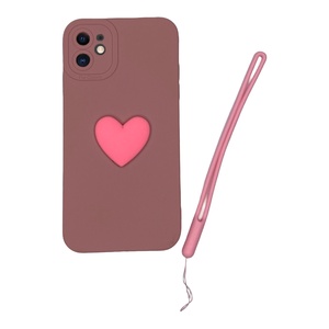 iPhone 11 Pembe Kalp Silikon Kılıf