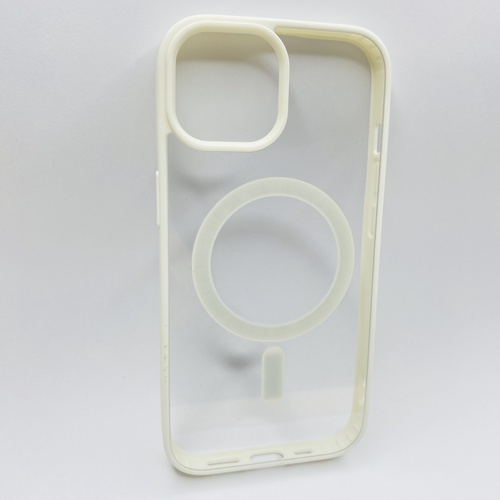 Ön Yüz iPhone 15 Beyaz Çerçeveli MagSafe Kılıf