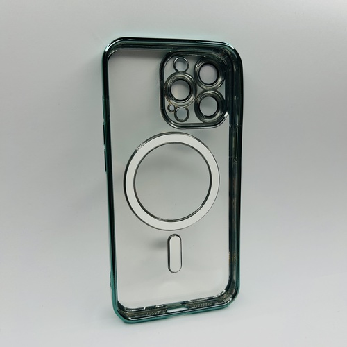 Arka Yüz iPhone 13 Pro Yeşil Parlak Kenarlı MagSafe Kılıf