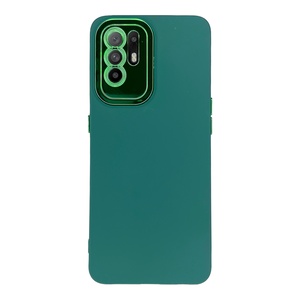 Oppo A94 5G Koyu Yeşil Metal Kamera Korumalı Silikon Kılıf