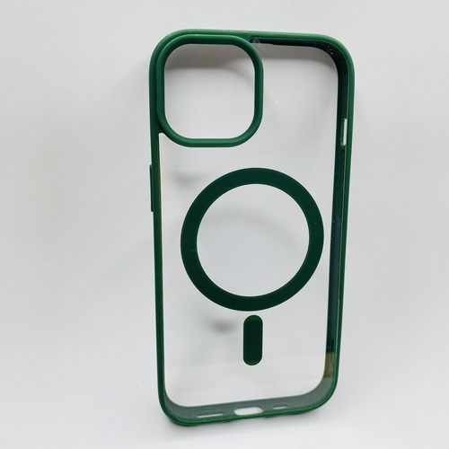 Ön Yüz iPhone 15 Yeşil Çerçeveli MagSafe Kılıf
