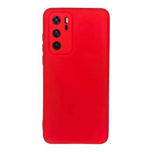 Ön Yüz Huawei P40 İçi Süet Tasarımı Kırmızı Silikon Kılıf