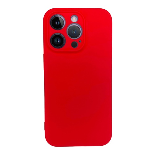 Ön Yüz iPhone 14 Pro İçi Süet Tasarımı Kırmızı Silikon Kılıf