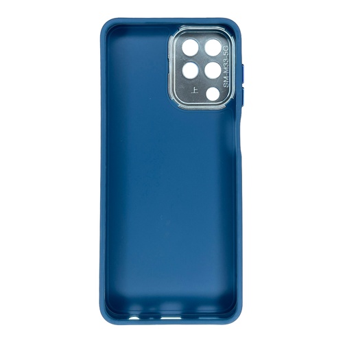 Arka Yüz Samsung Galaxy M33 Mavi Metal Kamera Korumalı Silikon Kılıf