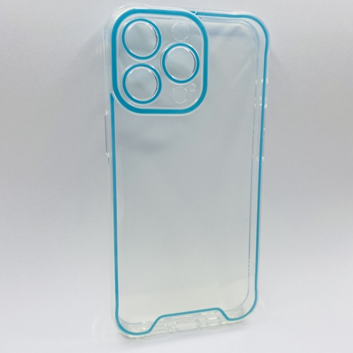 Ön Yüz iPhone 13 Pro Mavi Fosforlu Şeffaf Silikon Kılıf