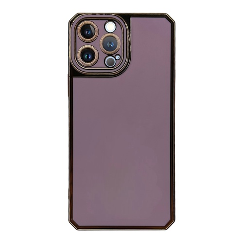 Ön Yüz iPhone 13 Pro Max Kamera Korumalı Altın Renkli Mor Silikon Kılıf