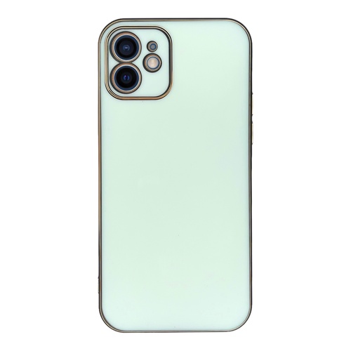 Ön Yüz İPhone 12 Bakır Detaylı Beyaz Parlak Silikon Kılıf