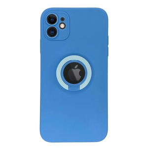 iPhone 11 Kamera Korumalı Yüzüklü Mavi Silikon Kılıf