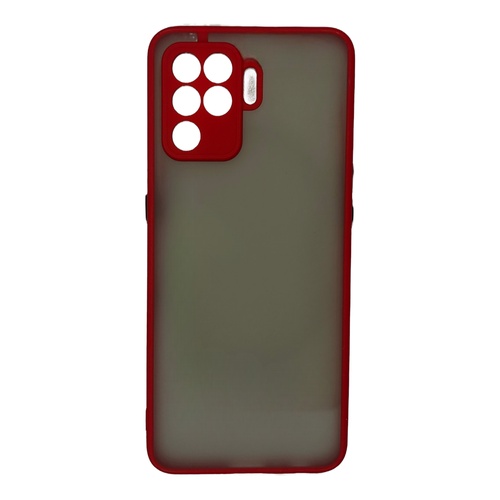 Ön Yüz Oppo A94 4G Kırmızı Kenarlı Saydam Silikon Kılıf