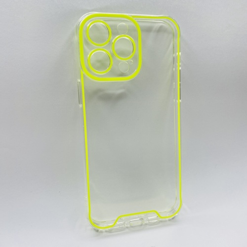 Ön Yüz  iPhone 14 Pro Max Sarı Fosforlu Şeffaf Silikon Kılıf