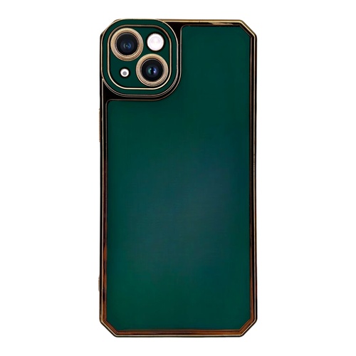 Ön Yüz iPhone 14 Plus Kamera Korumalı Altın Renkli Yeşil Silikon Kılıf