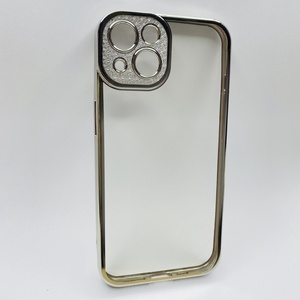 iPhone 13 Gümüş Çerceveli Elmas Görünümlü Silikon Kılıf