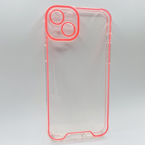 Ön Yüz iPhone 14 Plus Kırmızı Fosforlu Şeffaf Silikon Kılıf