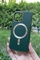 Dış Çekim Ön Yüz iPhone 13 Pro Yeşil Deri MagSafe Kılıf