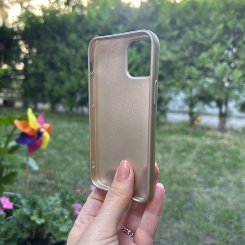 Dış Çekim Arka Yüz İPhone 12 Mini Gold Yumuşak Rubber Silikon Kılıf