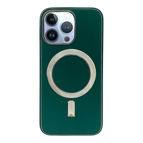 Ön Yüz iPhone 13 Pro Yeşil Deri MagSafe Kılıf