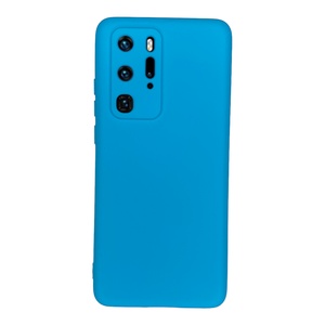 Huawei P40 Pro İçi Süet Tasarım Mavi Silikon Kılıf