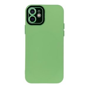 iPhone 12 Yeşil Metal Kamera Korumalı Silikon Kılıf