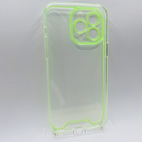 Arka Yüz  iPhone 14 Pro Max Yeşil Fosforlu Şeffaf Silikon Kılıf