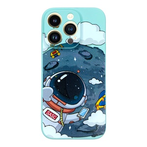 iPhone 12 Pro Aydaki Astronot Turkuaz  Silikon Kılıf