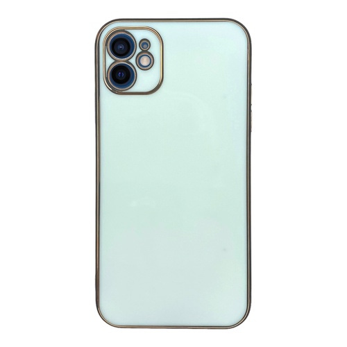 Ön Yüz İPhone 11 Bakır Detaylı Beyaz Parlak Silikon Kılıf
