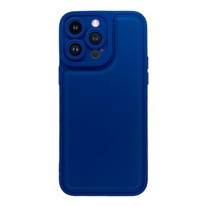 iPhone 14 Pro Max Kamera Korumalı Deri Desenli Mavi Silikon Kılıf