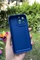 Dış Çekim Arka Yüz İPhone 13 Pro Max Kamera Korumalı Deri Desenli Mavi Silikon Kılıf