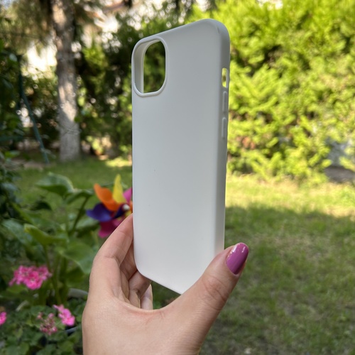 Dış Çekim Ön Yüz İPhone 14 Plus Beyaz Yumuşak Silikon Kılıf
