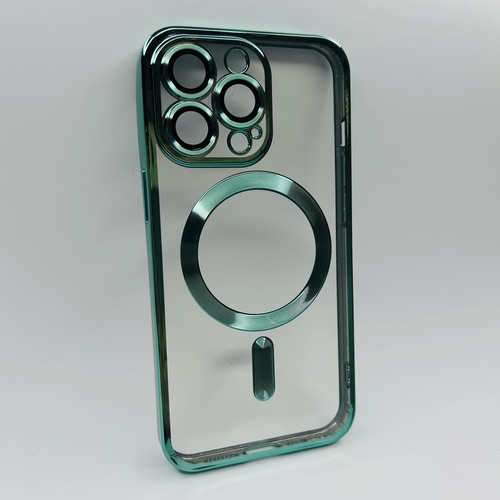 Ön Yüz iPhone 13 Pro Yeşil Parlak Kenarlı MagSafe Kılıf