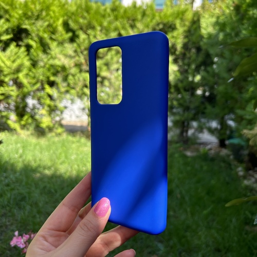 Dış Çekim Ön Yüz Huawei P40 Pro İçi Süet Tasarımı Lacivert Silikon Kılıf