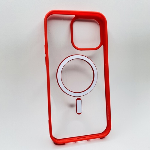 Arka Yüz İPhone 15 Pro Max Kırmızı Çerçeveli MagSafe Kılıf