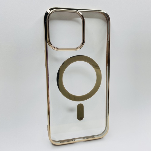 Ön Yüz iPhone 14 Pro Max Gold Parlak Kenarlı MagSafe Kılıf