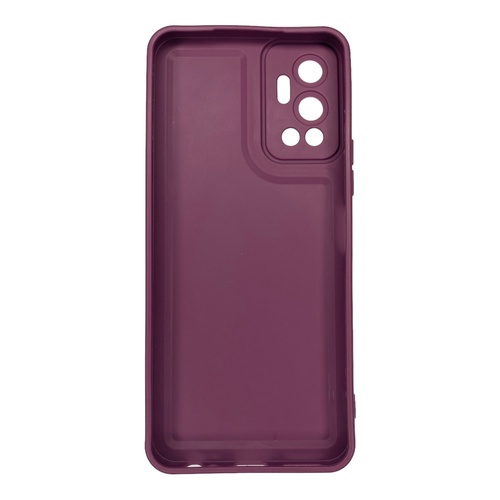 Arka Yüz Infinix Hot 12 Kamera Korumalı Deri Desenli Mor Silikon Kılıf
