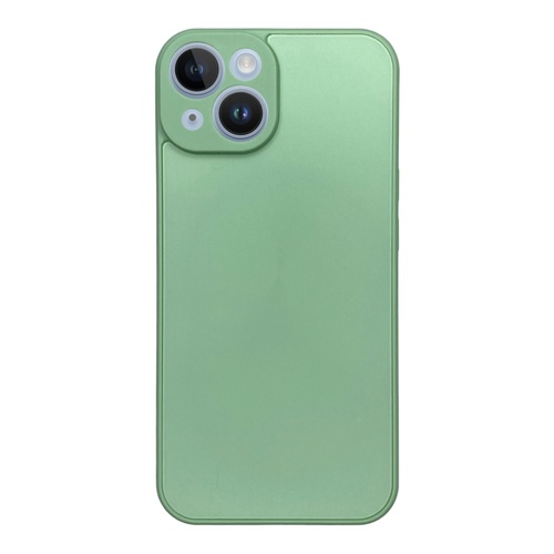 Ön Yüz iPhone 14 Yeşil Prizma Desenli Cam Görünümlü Kılıf