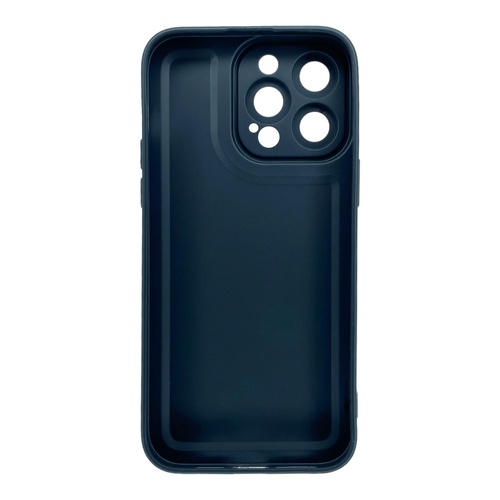 Arka Yüz İPhone 14 Pro Max Kamera Korumalı Deri Desenli Siyah Silikon Kılıf
