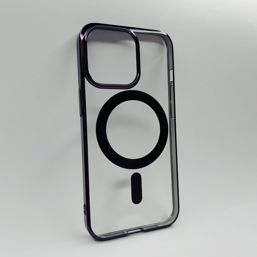 Ön Yüz iPhone 13 Pro Mor Parlak Kenarlı MagSafe Kılıf