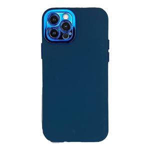 iPhone 12 Pro Mavi Metal Kamera Korumalı Silikon Kılıf