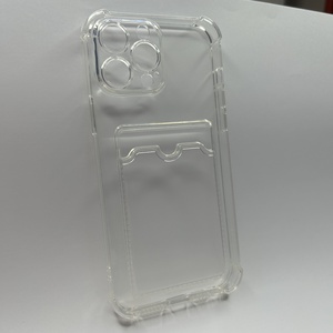 iPhone 13 Pro Max Şeffaf Köşe Korumalı Kartlıklı Silikon Kılıf