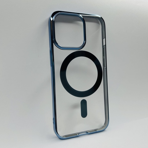 Ön Yüz iPhone 13 Pro Mavi Parlak Kenarlı MagSafe Kılıf