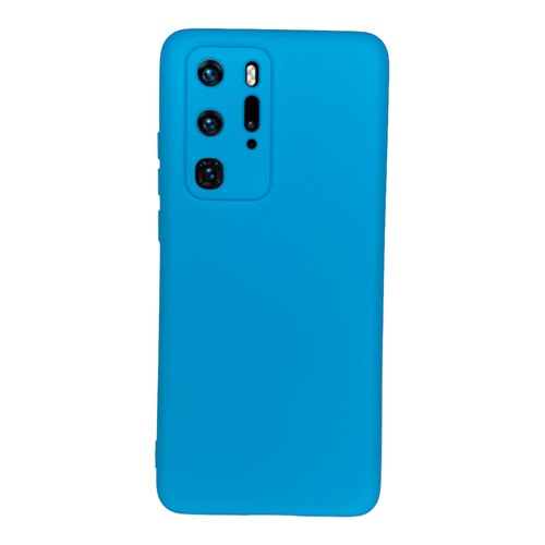 Ön Yüz Huawei P40 Pro İçi Süet Tasarımı Mavi Silikon Kılıf
