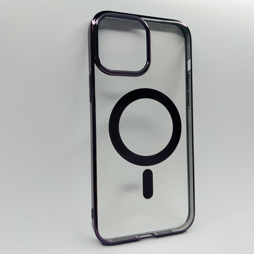Ön Yüz iPhone 13 Pro Max Mor Parlak Kenarlı MagSafe Kılıf