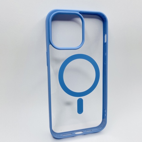 Ön Yüz İPhone 15 Pro Max Mavi Çerçeveli MagSafe Kılıf