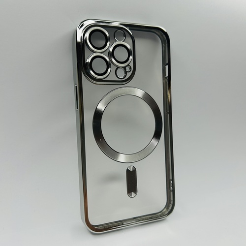 Ön Yüz iPhone 13 Pro Gümüş Parlak Kenarlı MagSafe Kılıf
