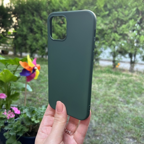 Dış Çekim Ön Yüz İPhone 12 Yeşil Yumuşak Silikon Kılıf