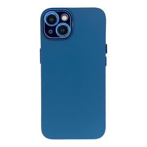 iPhone 13 Mavi Metal Kamera Korumalı Silikon Kılıf