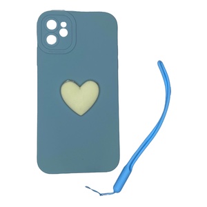 iPhone 11 Mavi Kalp Silikon Kılıf