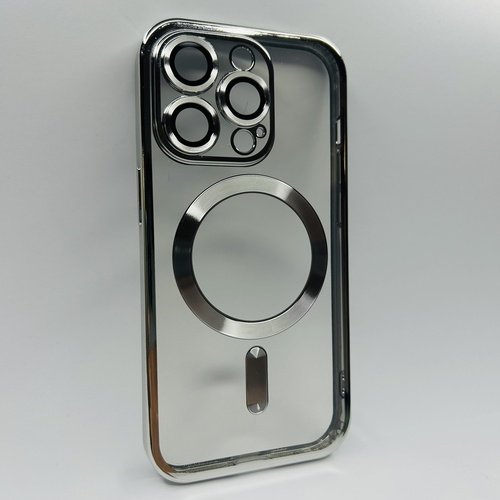 Ön Yüz  iPhone 14 Pro Gümüş Parlak Kenarlı MagSafe Kılıf